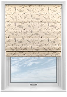 Dragonflies, Cream - Motorised Roman Blind